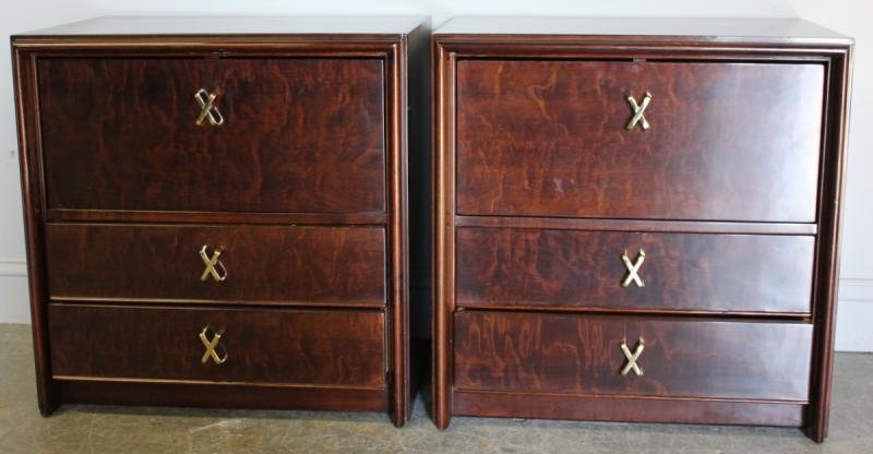 Pair of Paul Frankl Midcentury End Tables.: By Johnson Bros. From a Tenafly, NJ estate. Dimensions: 24" wide x 17" deep x 24.25" high.