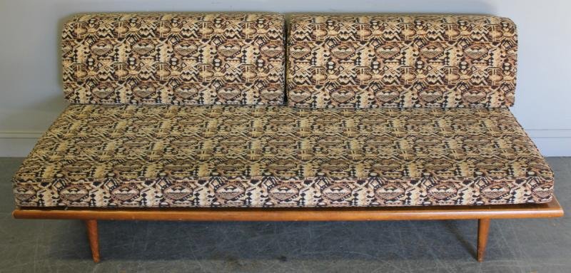 Midcentury Upholstered Daybed.: From a 57th Street, Manhattan estate. Dimensions: 74" wide x 33.5" deep x 29" high.
