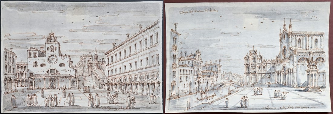 MANNER OF CANALETTO AND GUARDI. [2 WORKS]. (1 of 8)
