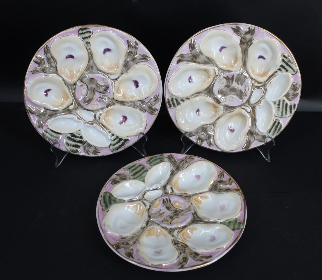 Lot Of 3 Limoges ? Porcelain Oyster Plates. (1 of 4)
