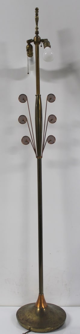 Midcentury 2-Tone Gilt Metal Floor Lamp. (1 of 8)