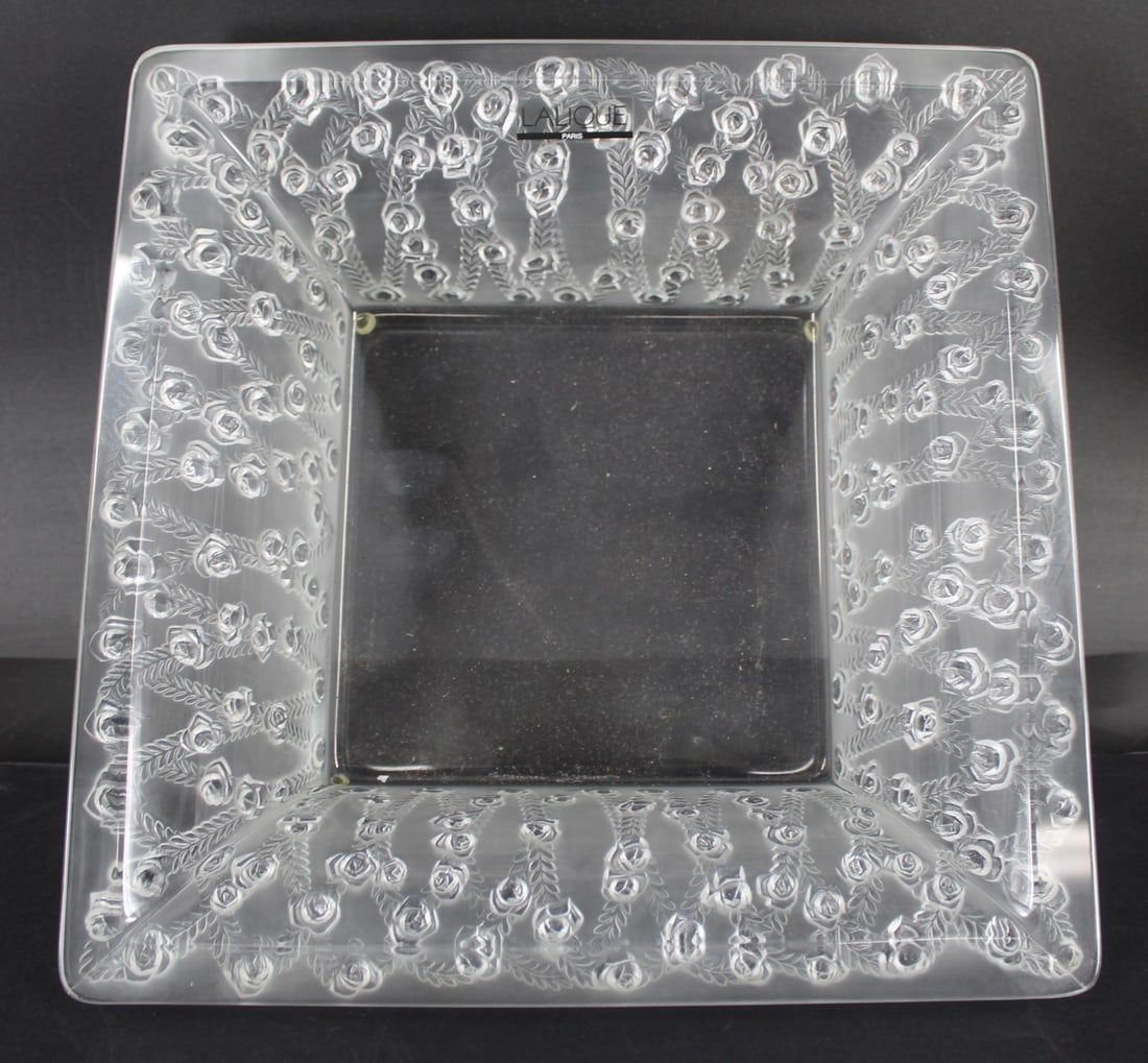 Lalique France "Coupe Roses" Square Bowl. (1 of 6)