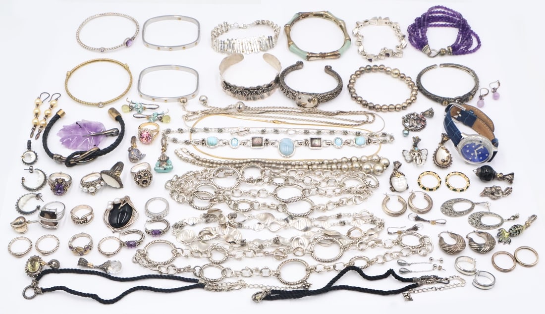 JEWELRY. Sterling Jewelry Grouping. (1 of 11)