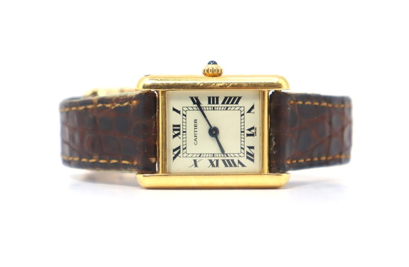 JEWELRY. Cartier Tank 18kt Gold Quartz Watch. (1 of 17)