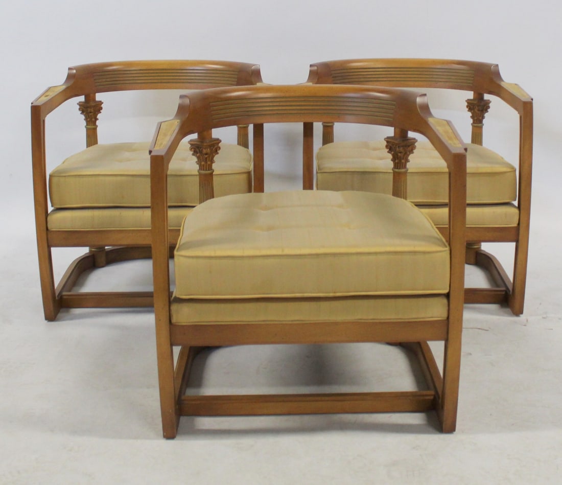 Midcentury Set Of 3 Chairs Attrib To James Mont . (1 of 8)