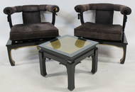 Midcentury Pair James Mont Chairs & Table