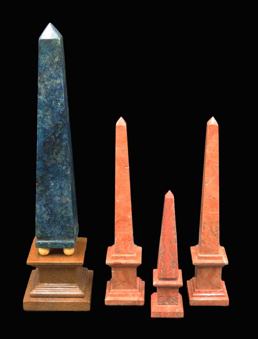 Collection of Carved Marble and Paint Obelisks. (1 of 9)