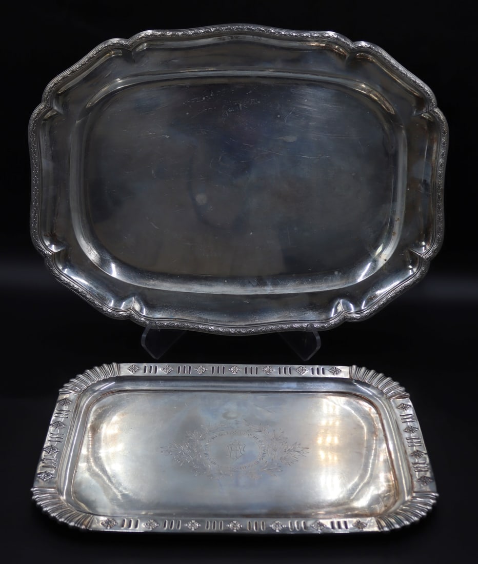 SILVER. (2) German .800 Silver Trays. (1 of 9)