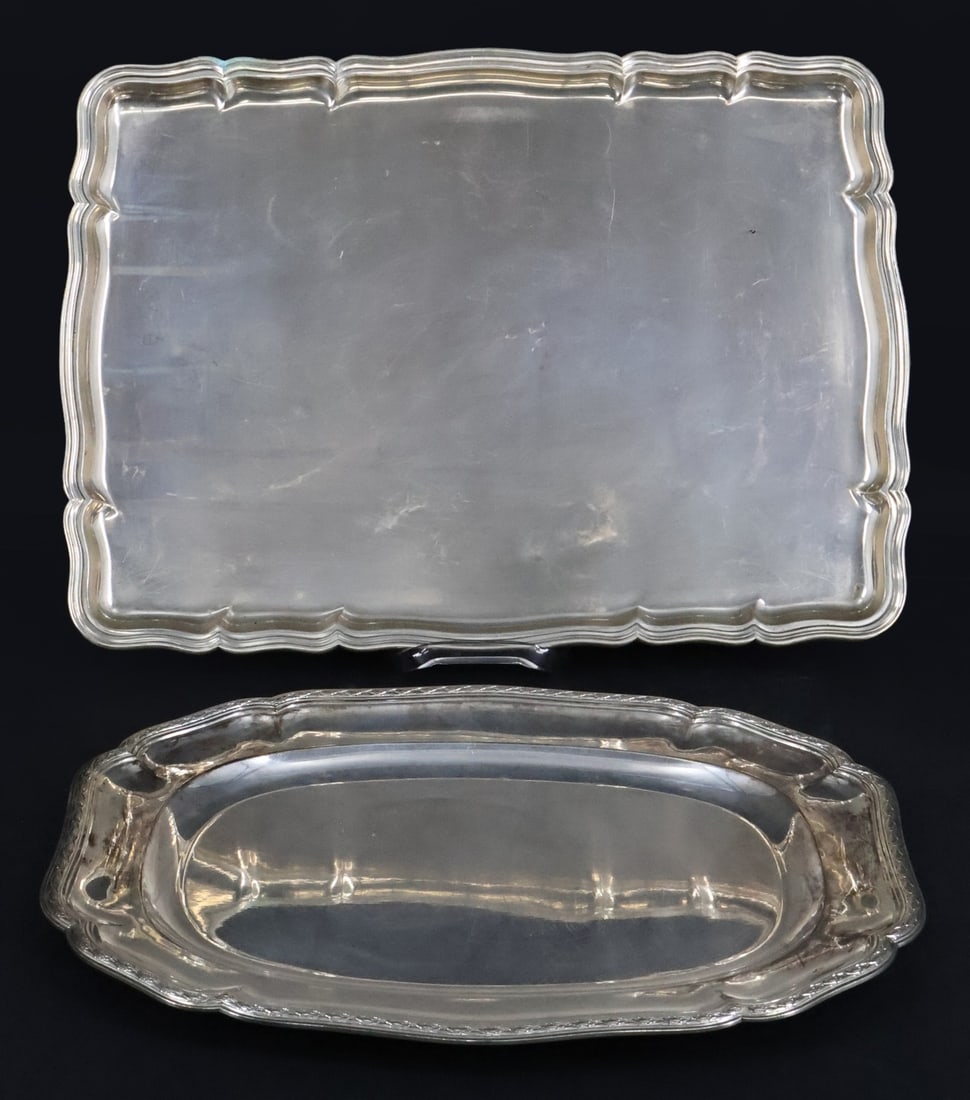 SILVER. (2) German .800 Silver Trays. (1 of 8)