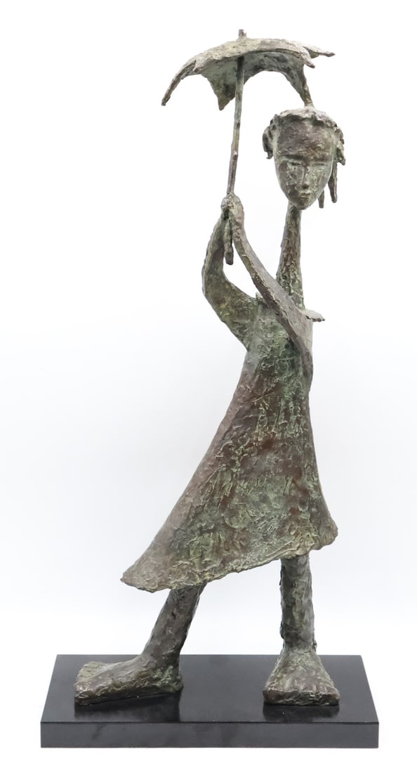 ANGEL BOTELLO (Puerto Rico, 1913-1986).: "NINA CON SOMBRILLA", (Girl with umbrella), 1972. Signed on foot and numbered Cast 8. From a Westchester County, NY collection. (Sold by Clarke Auction Gallery in 2013 for $15,000 including