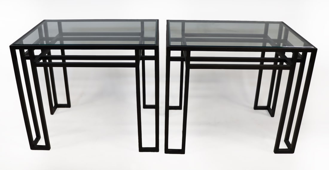 Pair of Billy Baldwin Glass Top Tables. (1 of 9)