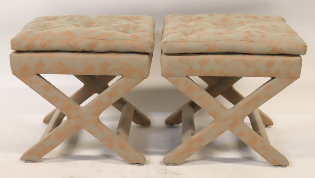 Pair of Billy Baldwin X-Form Upholstered Benches. (1 of 4)