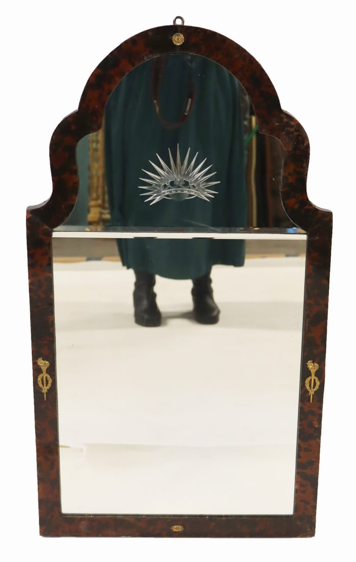 Queen Anne Style Bronze & Faux Tortoise Mirror. (1 of 8)