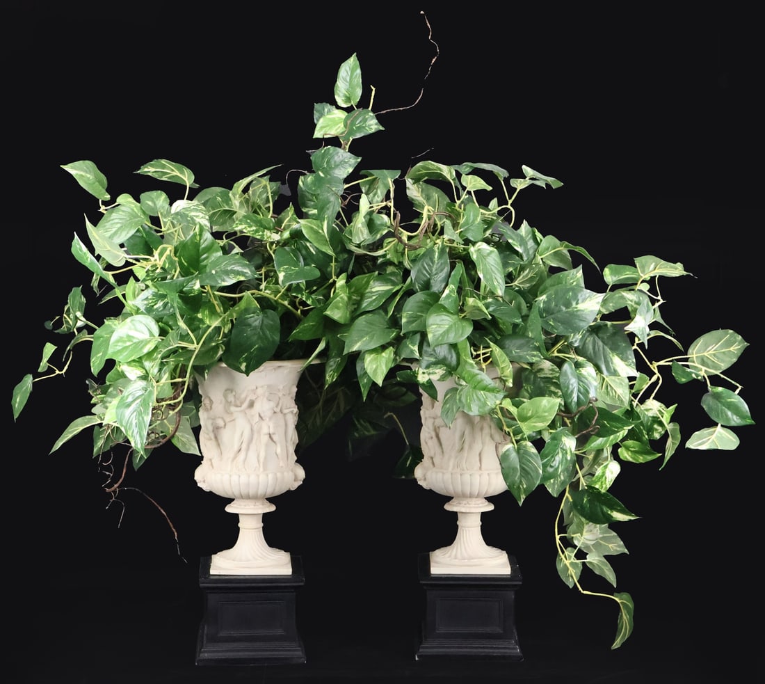 A Vintage Pair Of Cast Classical Style Urns (1 of 10)