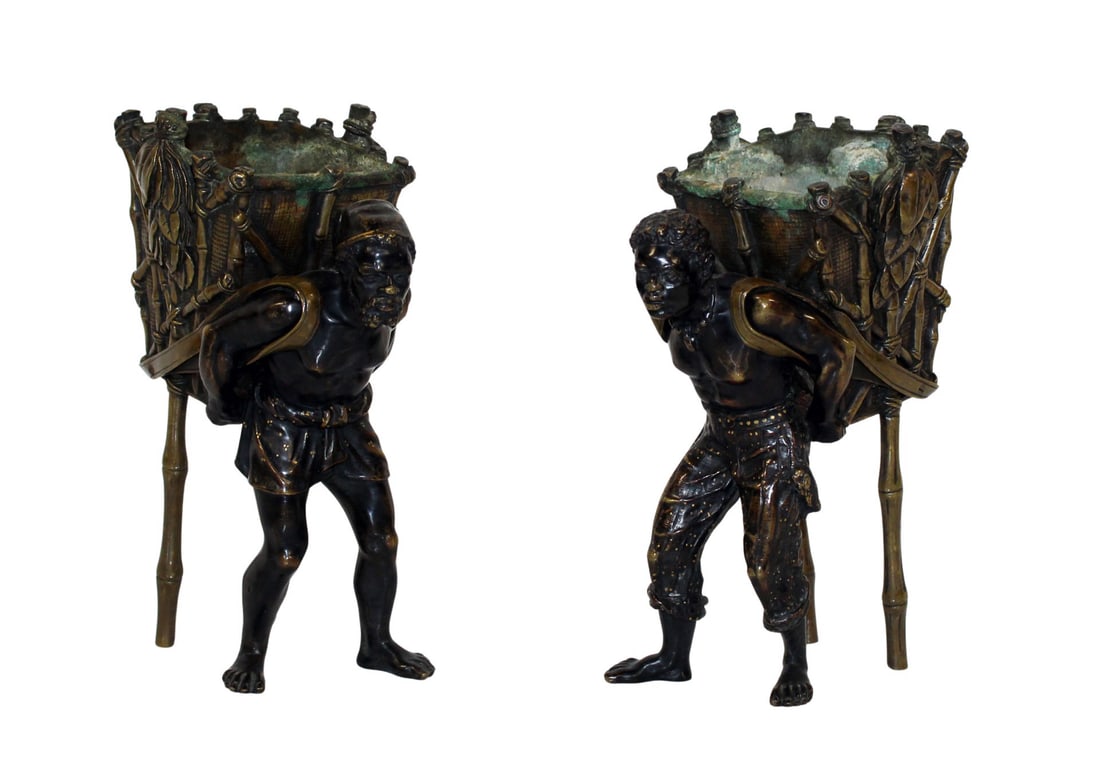Antique Pr of Bronze Blackamoor Figural Sculptures (1 of 13)