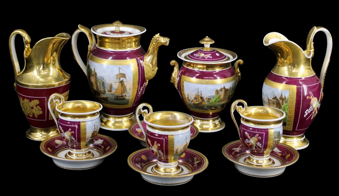 Viennese Paint Decorated Porcelain Tea Service. (1 of 12)