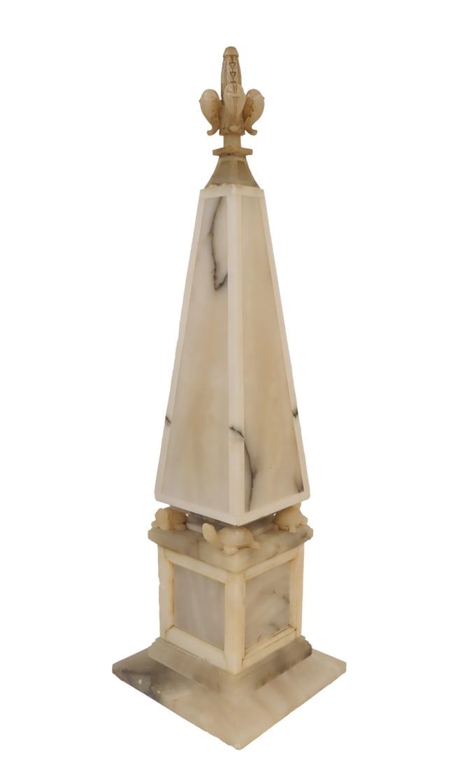 Tall Antique Carved Onyx Obelisk on Plinth Base. (1 of 7)