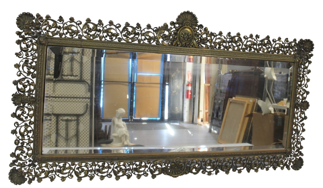 Large Ornate  Bronze Mirror. (1 of 7)