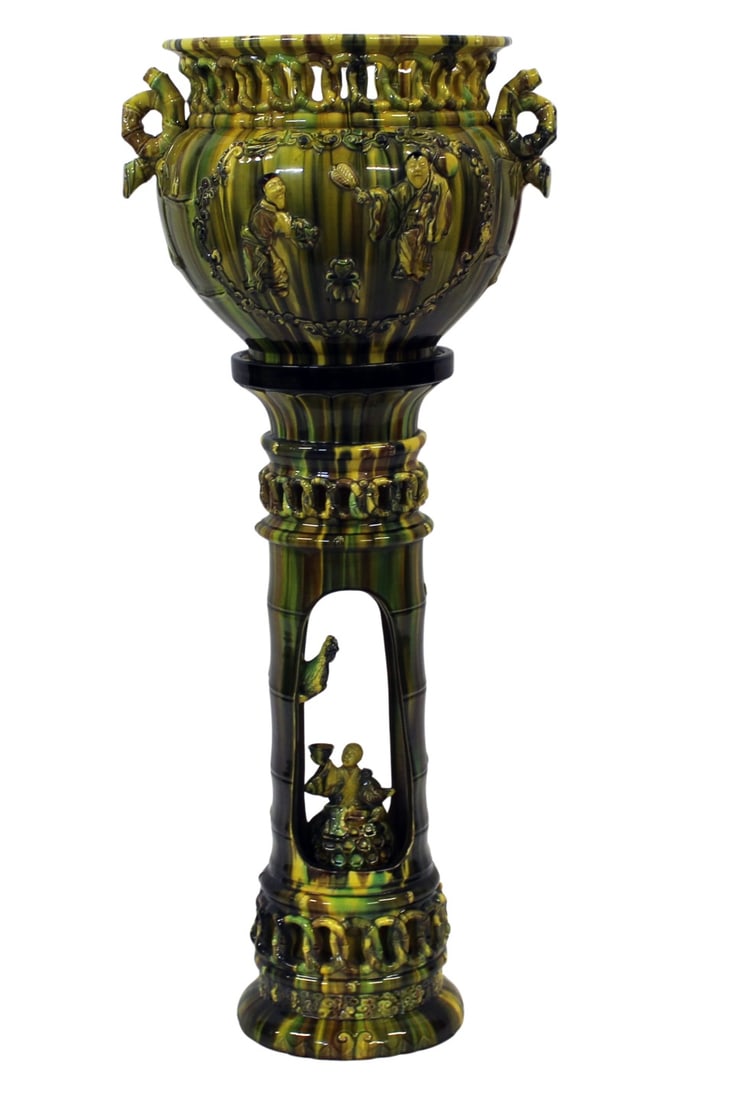 Chinese Inspired Green and Yellow Jardiniere (1 of 12)