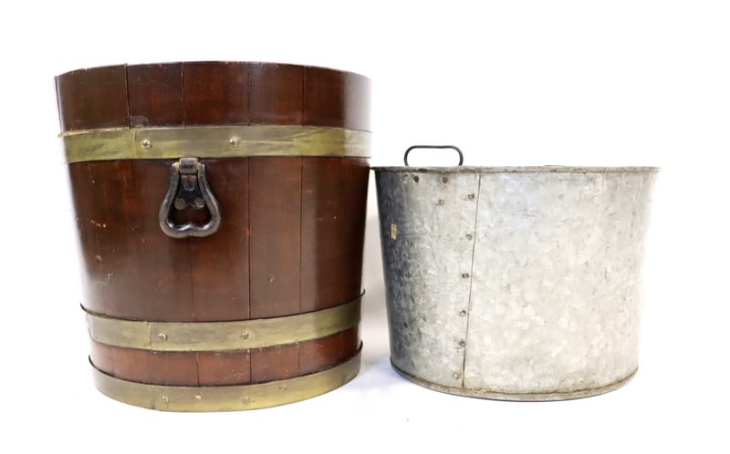 Wood Bucket With Brass Trim And Zinc Liner (1 of 10)