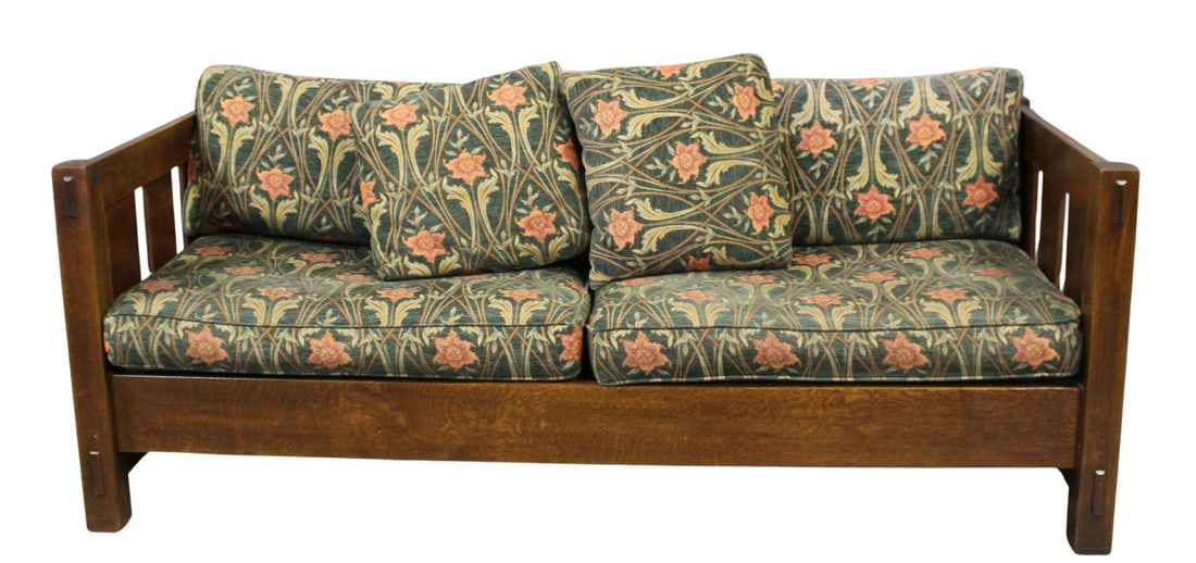 STICKLEY, AUDI Signed Arts and Crafts Oak Settle. (1 of 8)