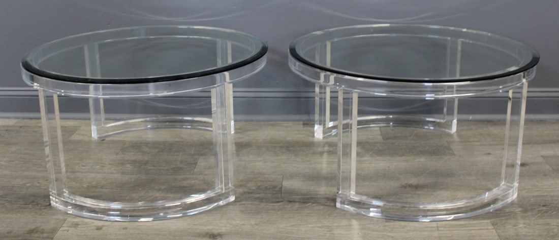 A Pair Of Acrylic Tables With Glass Inserts. (1 of 3)