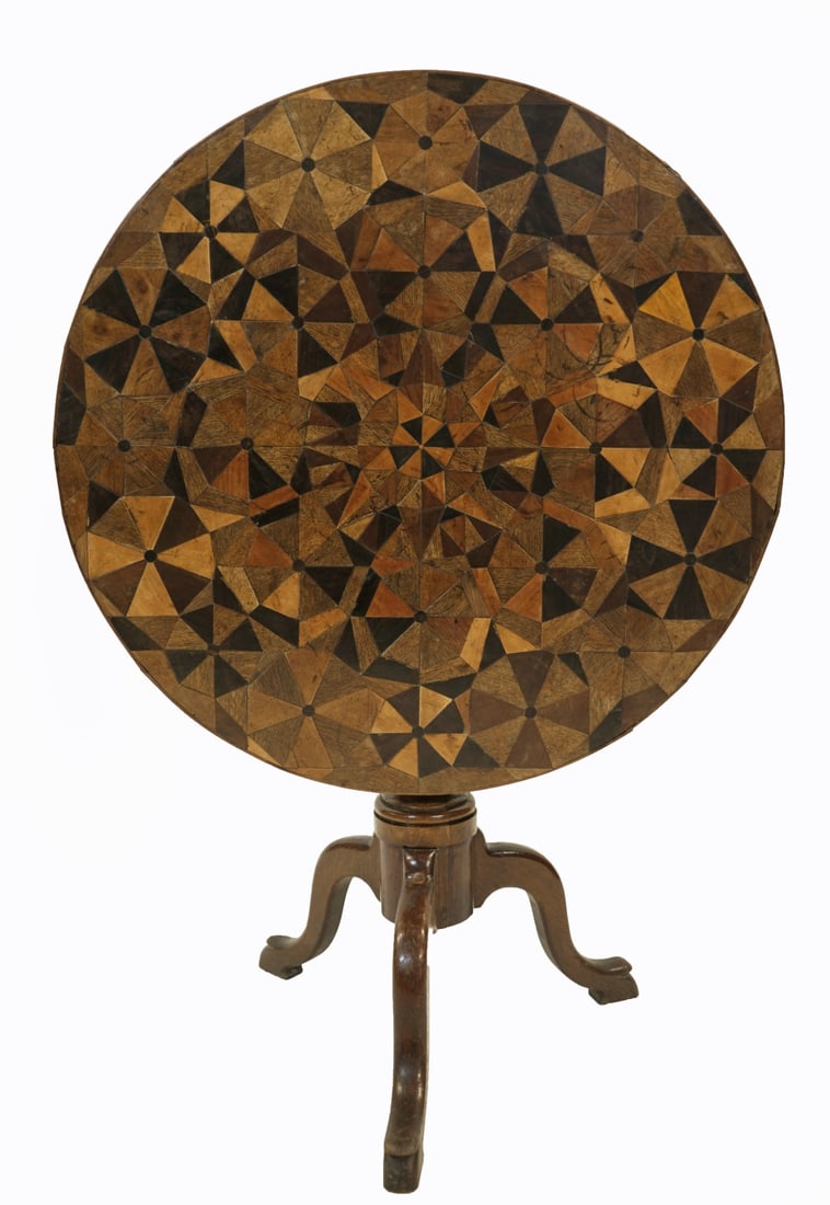 18/19 Continental Marquetry Inlaid Tilt Top Table (1 of 3)
