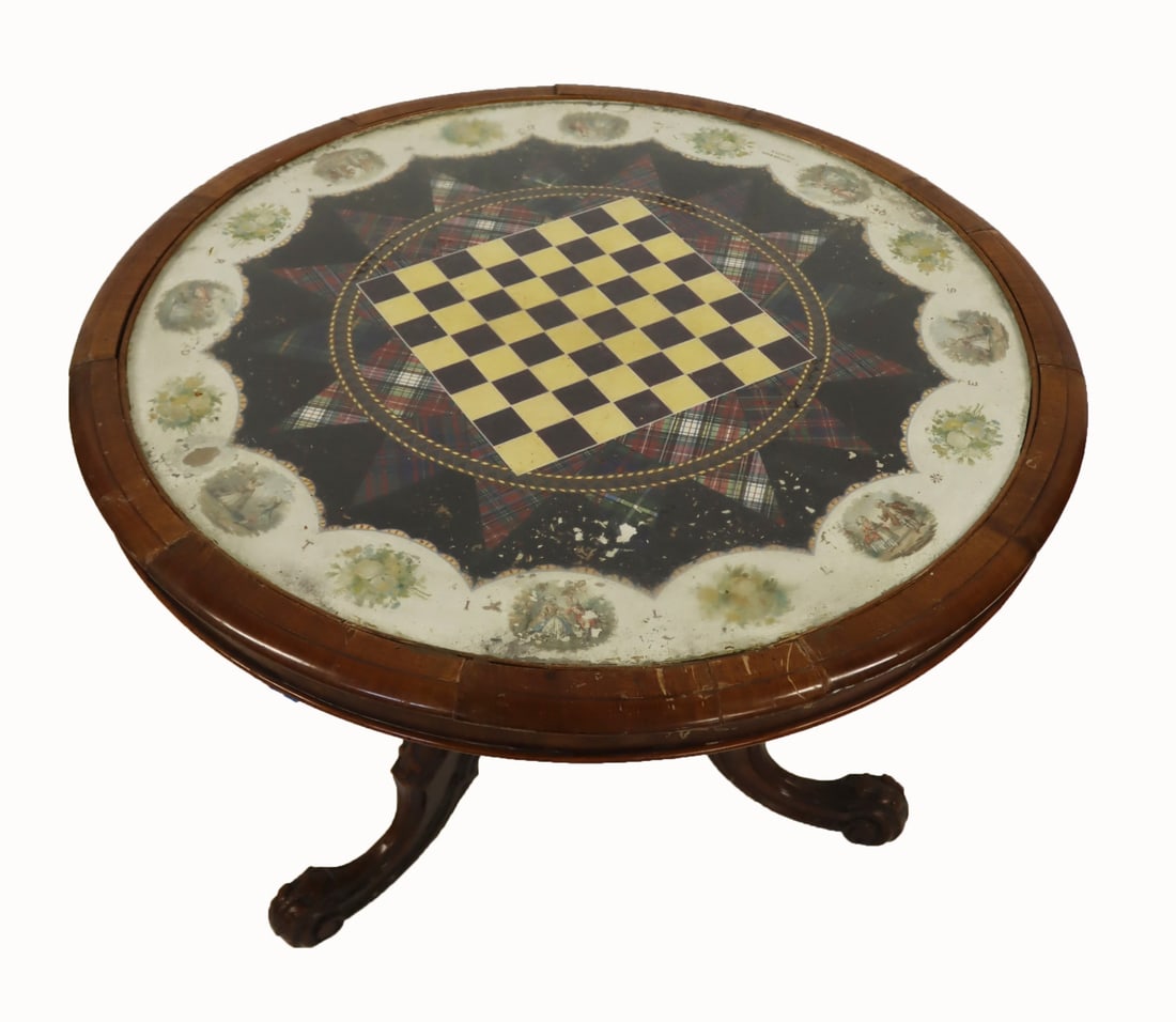 Antique Painted Decorated Game Table. (1 of 12)