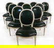 (10) French Painted & Leather Upholstered Chairs.