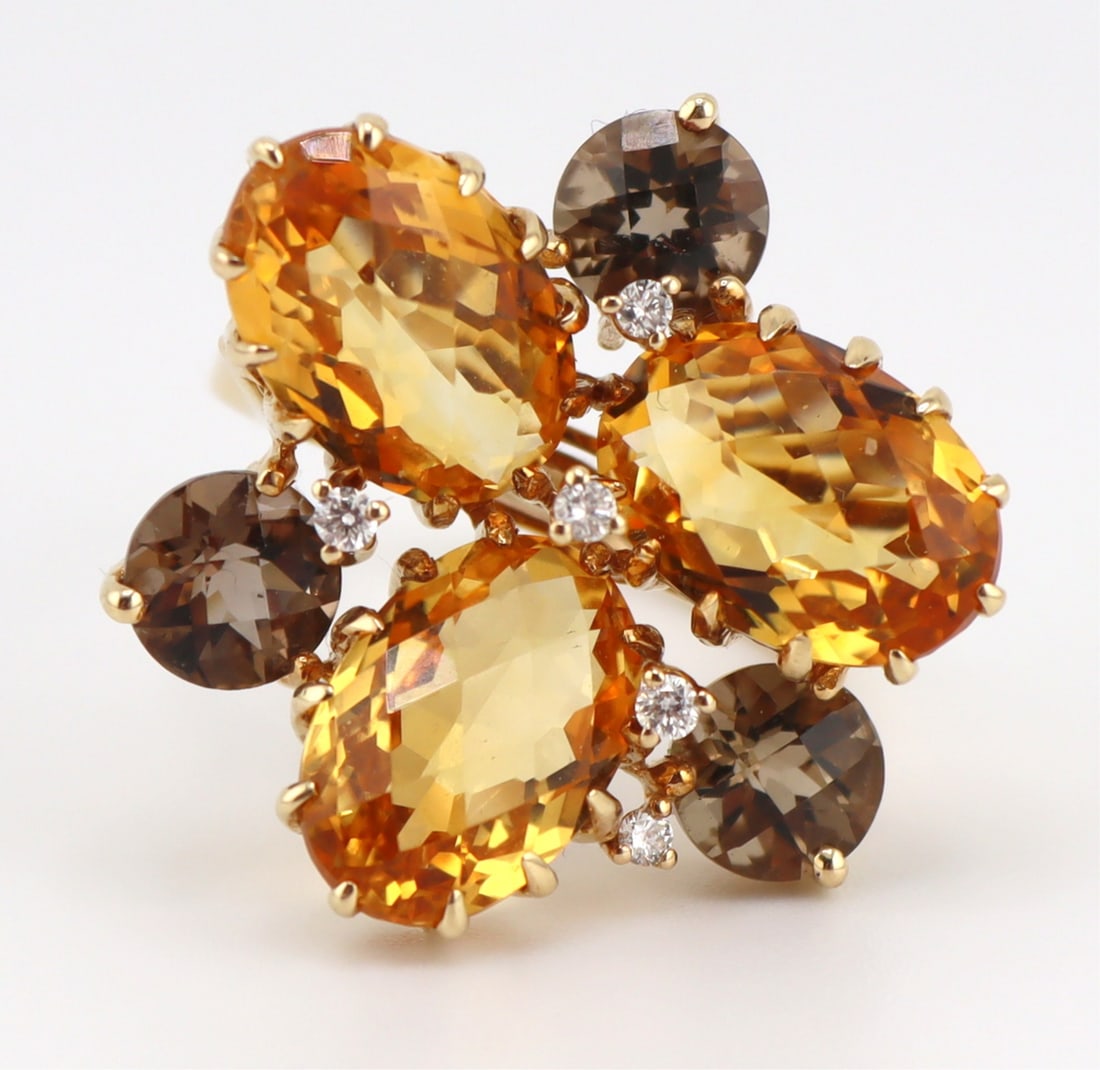 JEWELRY. Effy 14kt Gold, Gem and Diamond Ring. (1 of 8)