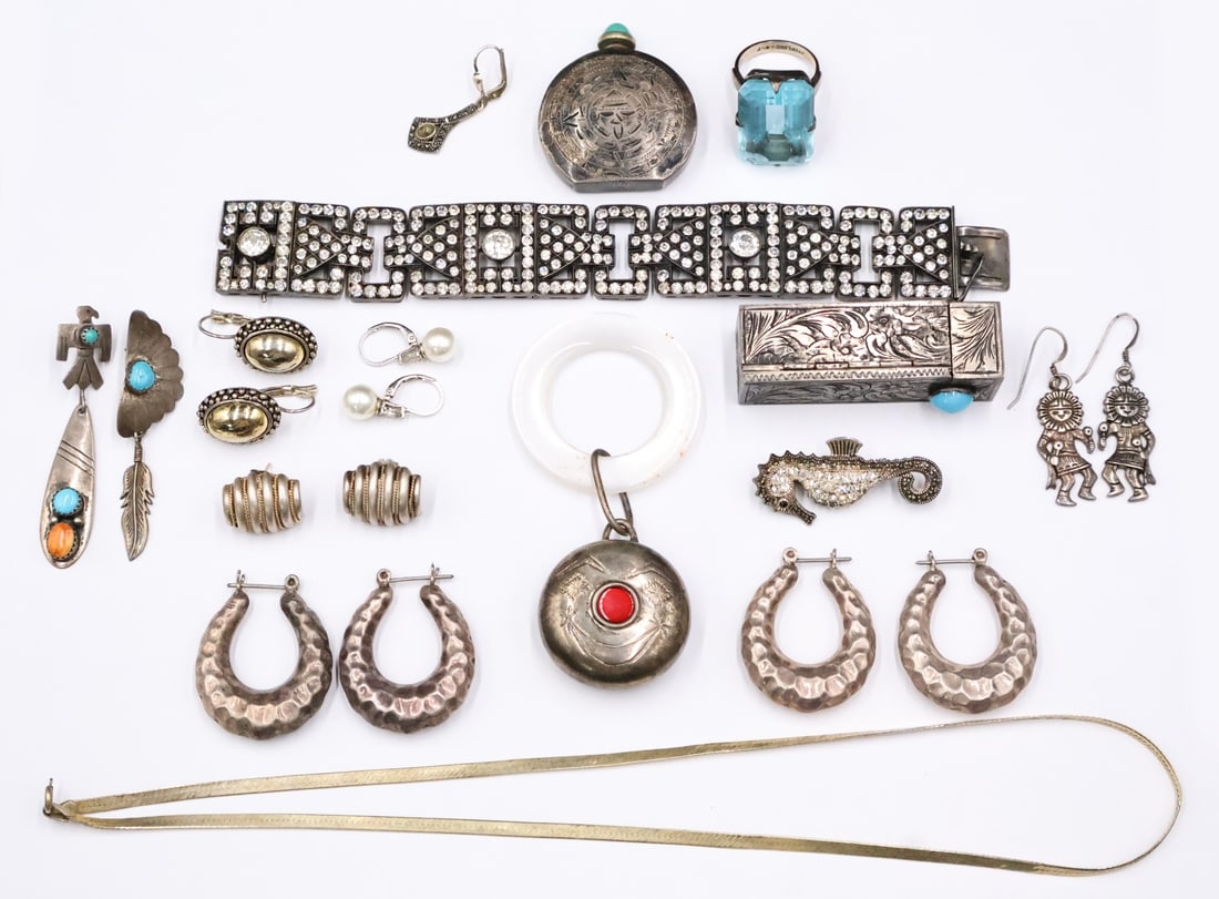 JEWELRY. Assorted Silver and Sterling Jewelry. (1 of 19)