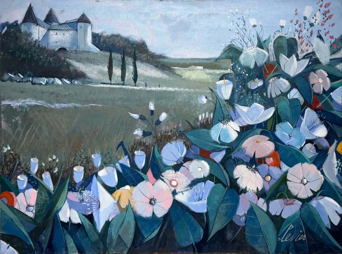 CHARLES LEVIER (FRENCH, 1920-2013).: 'Le Jardin Sauvage' (The Wild Garden). Oil on canvas. Signed lower right. Verso: Signed and titled on the canvas. Property of a Bedford HIlls, NY collection. Dimensions: 30" h x 40" w. Frame