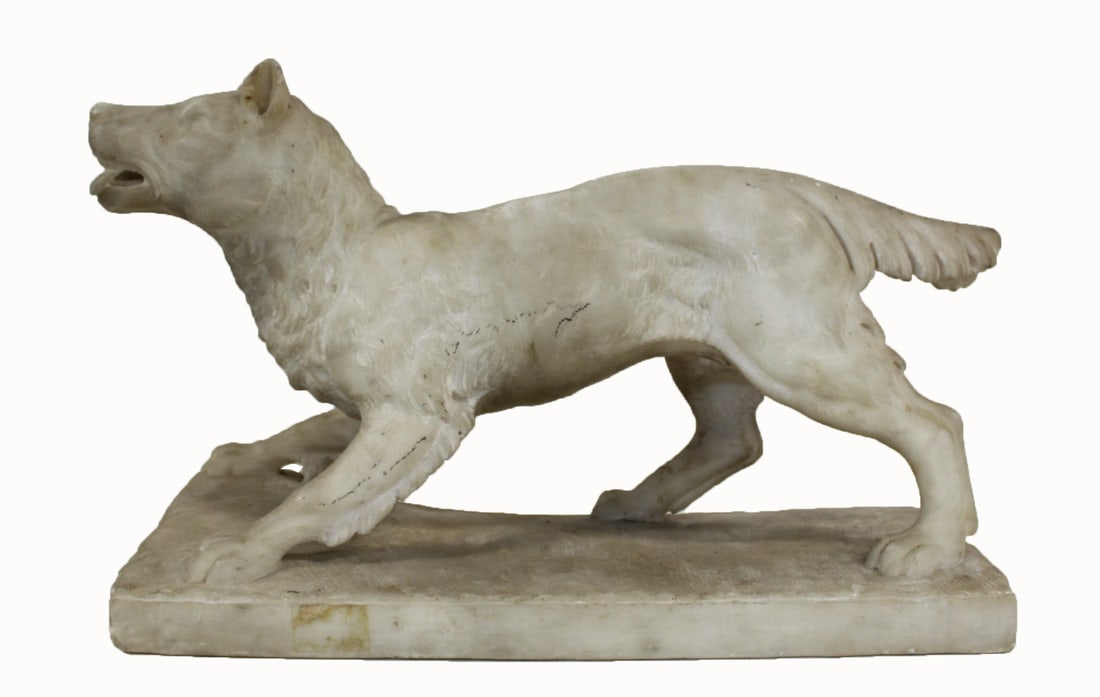Antique Carved Alabaster Sculpture Of A Dog. (1 of 9)
