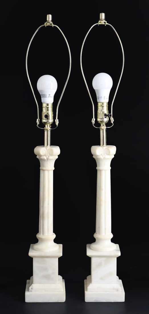 An Antique Pair Of Column Form Lamps. (1 of 6)