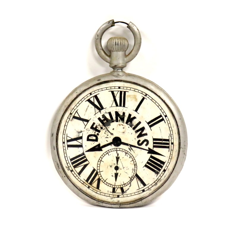 Patinated Metal & Enamel Pocket Watch Trade Sign (1 of 10)
