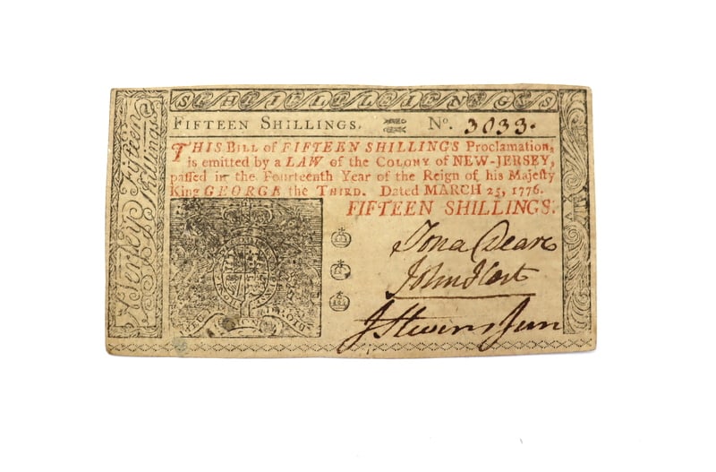 New Jersey 1776 15 Shillings John Hart Signed Note (1 of 2)