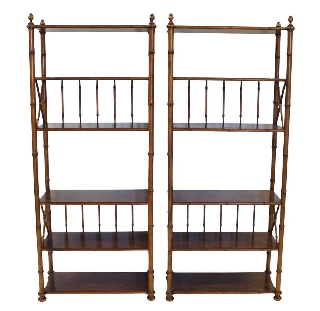 Pair of Midcentury Bamboo Form Etageres. (1 of 5)