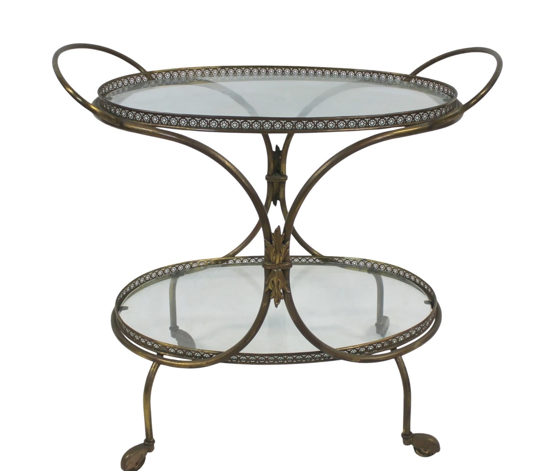 Midcentury Gilt Metal Serving Cart. (1 of 3)