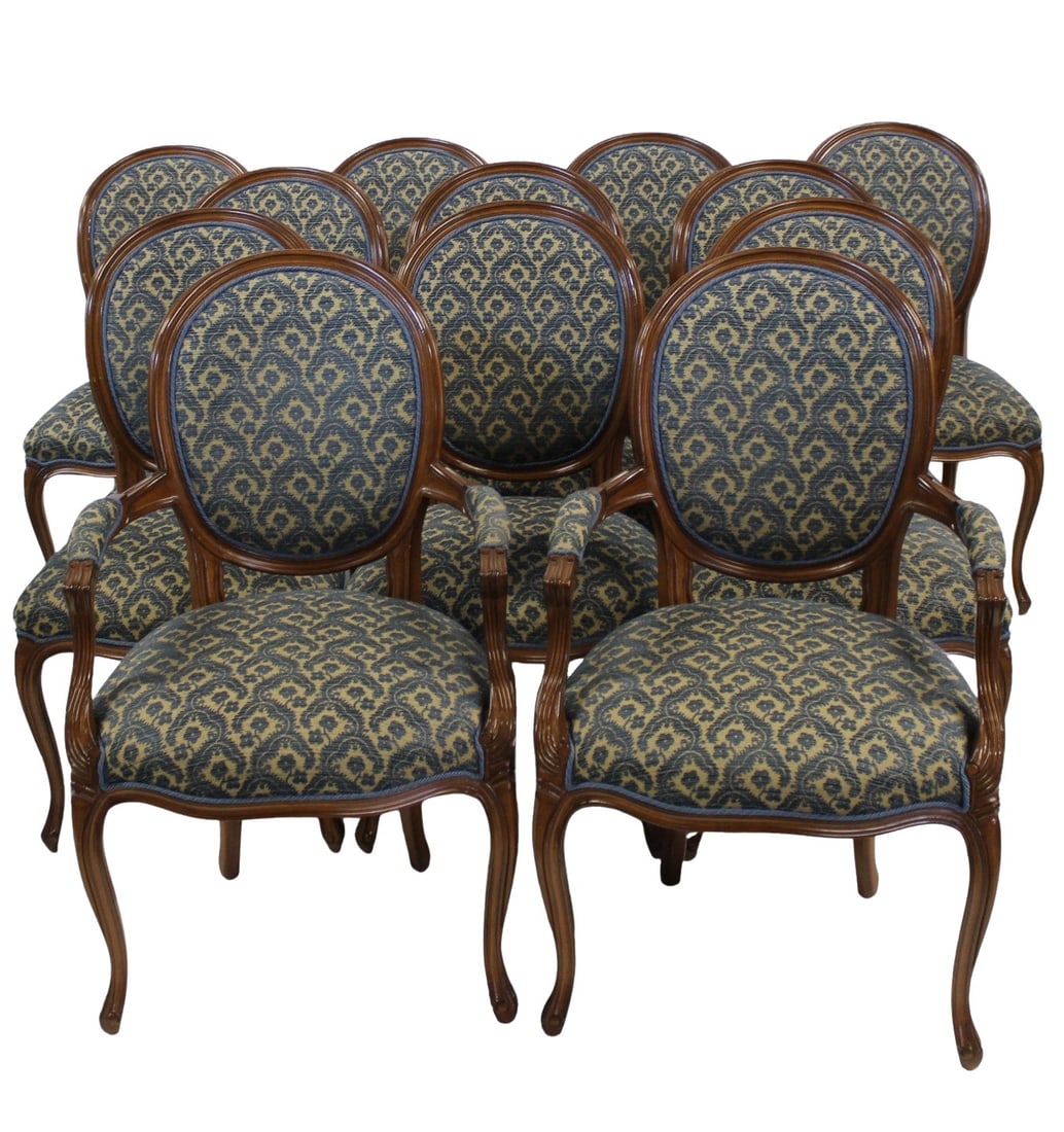 Set of 12 Vintage Louis XV Style Chairs. (1 of 10)