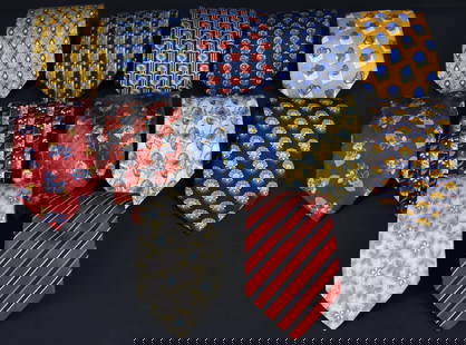 COUTURE. Grouping of Zegna Silk Ties.: A grouping of (12) Ermenegildo Zegna men's silk neckties in various patterns. From a Manhattan, NY estate.