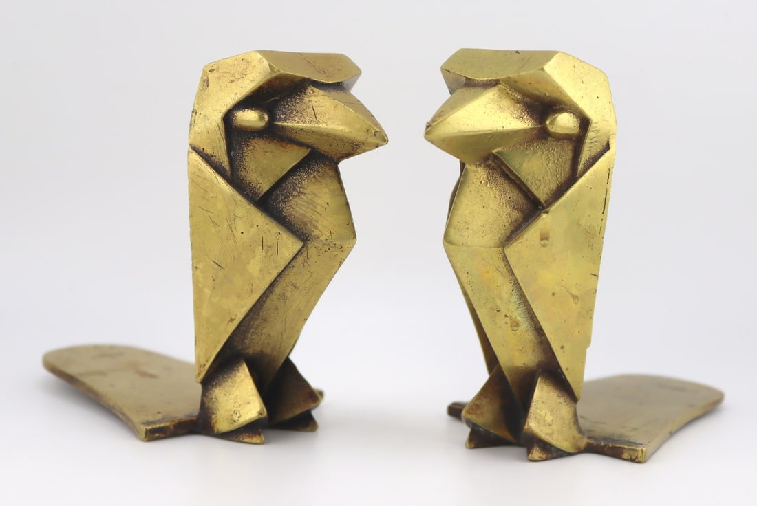 Pair of Art Brass Co. Art Deco Brass Geometric Owl (1 of 7)