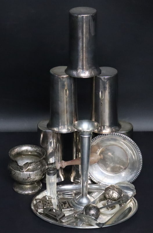 STERLING. Assorted Sterling Hollowware Grouping. (1 of 17)