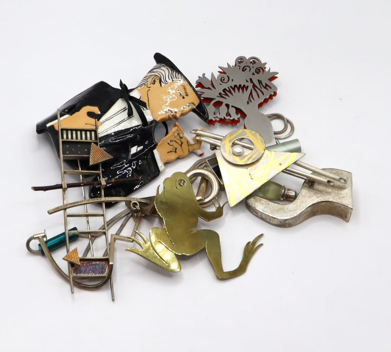 JEWELRY. Assorted Modernist Sterling and Costume (1 of 15)