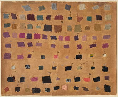 CHARLES GREEN SHAW (AMERICAN, 1892-1974).: 'Untitled' (Color Squares). Possibly 1942. Mixed media, colored fabric and ink on card. apparently unsigned. Verso: Signed and dated on attached board. Property from a New Rochelle, NY estate. Dimensi