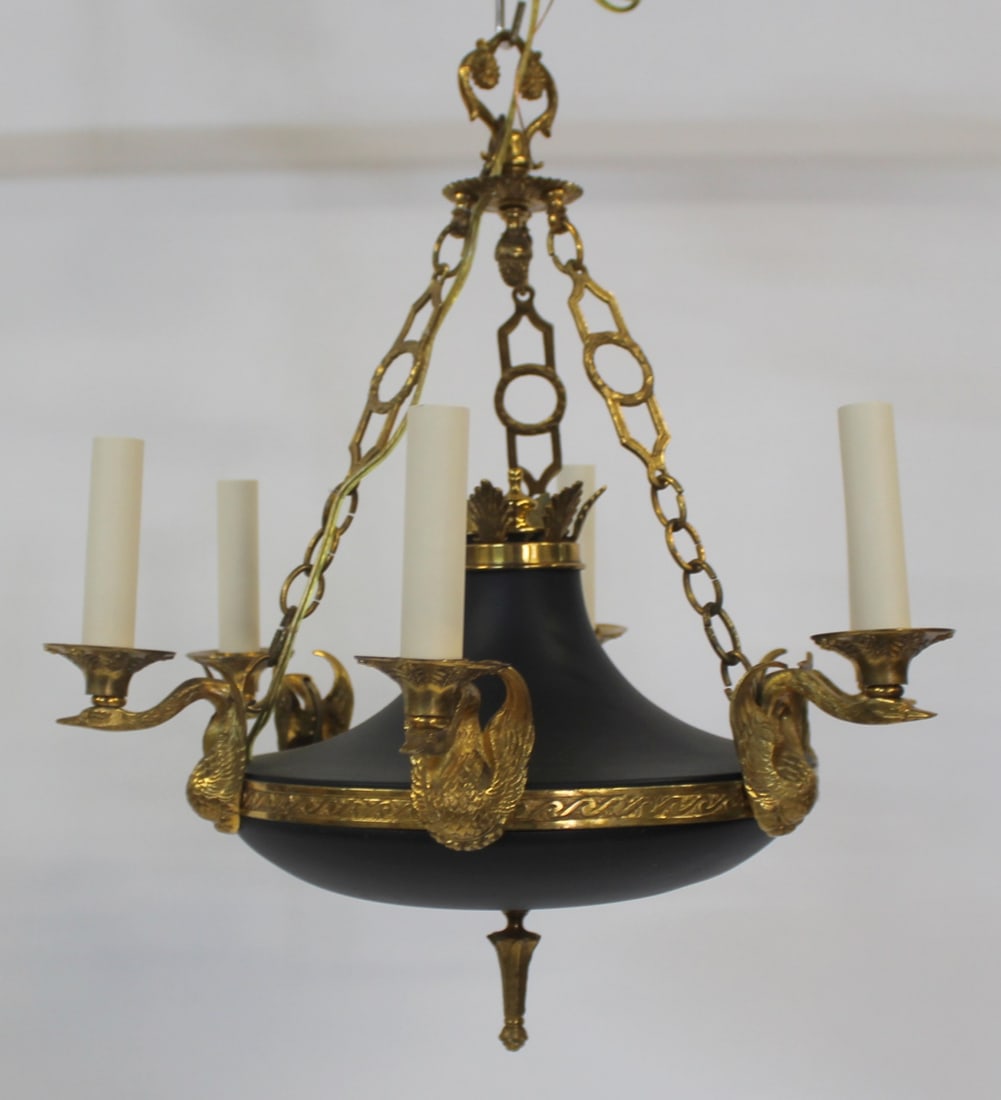 Vintage Empire Gilt & Patinated Bronze Chandelier (1 of 6)