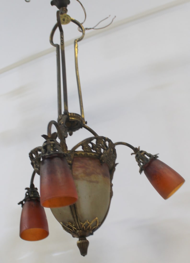 MUELLER FRERES Cameo Glass Chandelier. (1 of 8)