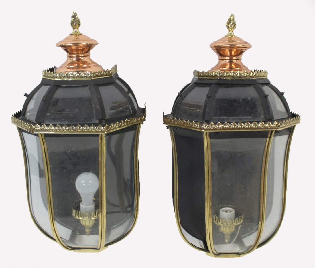 Pair Of Antique Patinated & Gilt Metal Hurricane (1 of 9)