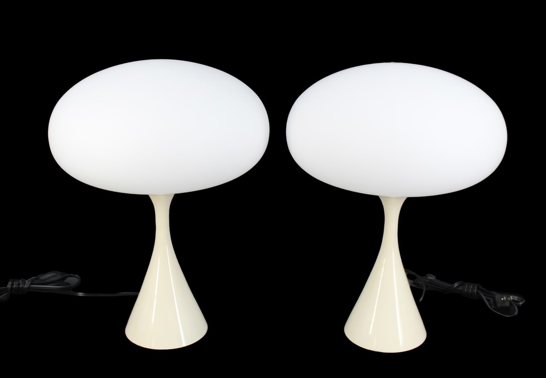 Pair of Midcentury Style Cream Enameled Mushroom (1 of 4)