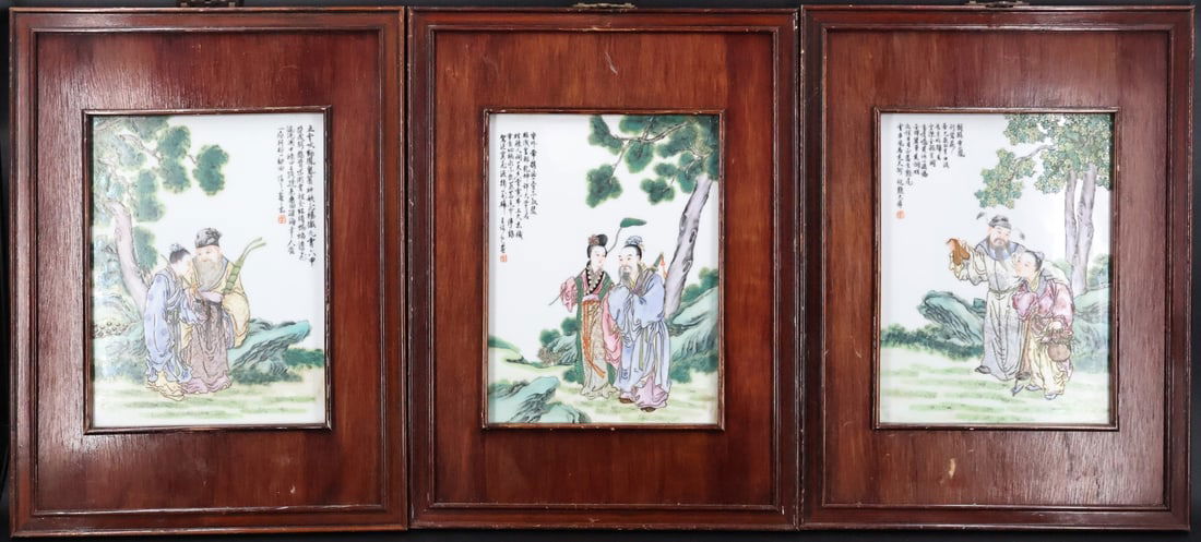 (3) Chinese Enamel Decorated Plaques. (1 of 12)