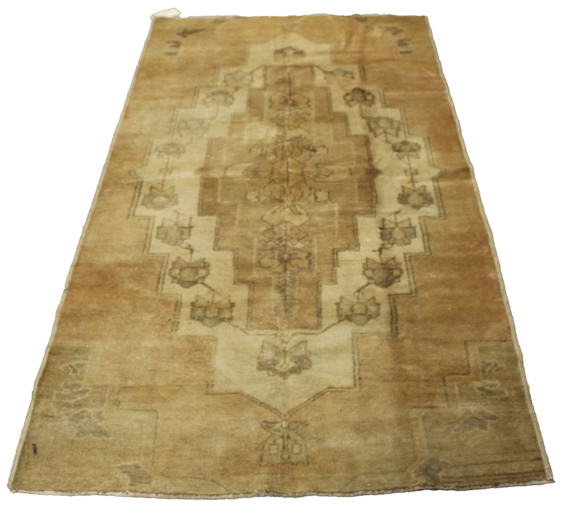 Vintage And Finely Hand Knotted Oushak Carpet.: From a Larchmont, NY estate. - Dimensions: 6ft 11" x 4ft